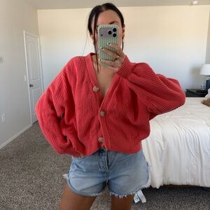 Coral chunky cardigan